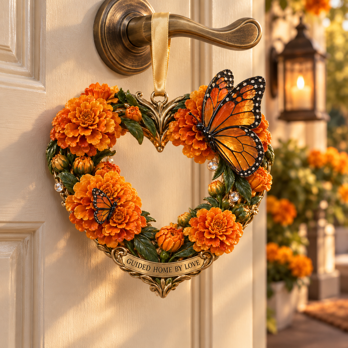 Día de Muertos Marigold Heart Ornaments –  “Forever in Our Hearts” Memorial Keepsake Collection