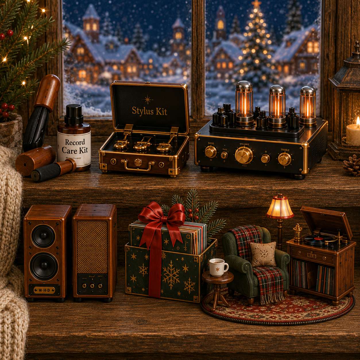 Vintage Phonograph Christmas Advent Calendar 2026 – 24 Days of Timeless Music Collectible Miniatures, Retro Record Player Countdown Gift for Music Lovers