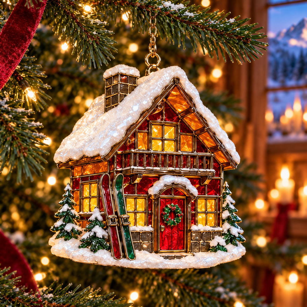 Cozy Christmas Ski Chalet ornament