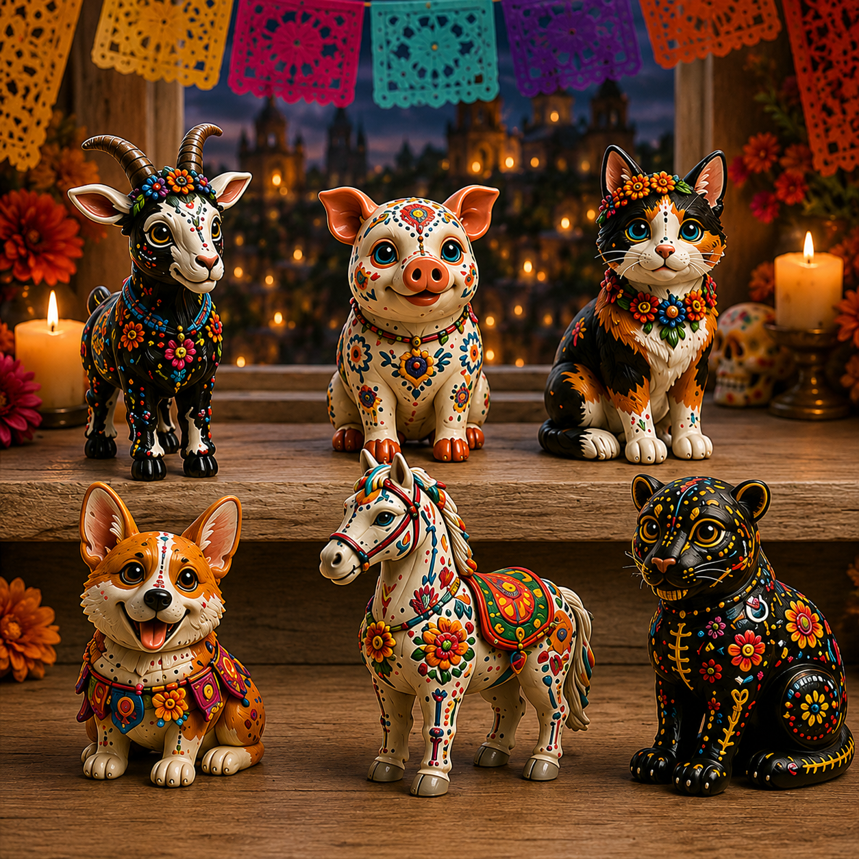 Día de Muertos Animals Advent Calendar 2026 – 24-Day Folk Art Animal Figurine Collection | 24 Unique Collector-Grade Miniatures