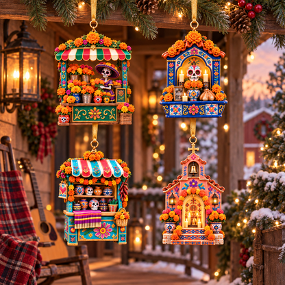 2026 Día de Muertos Village Ornaments – Miniature Market & Marigold Keepsake Collection
