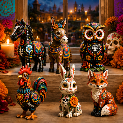 Día de Muertos Animals Advent Calendar 2026 – 24-Day Folk Art Animal Figurine Collection | 24 Unique Collector-Grade Miniatures