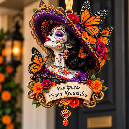 Día de Muertos Catrina Butterfly Ornament  –  Floral Day of the Dead Keepsake Collection, Meaningful Gift for Family & Loved Ones