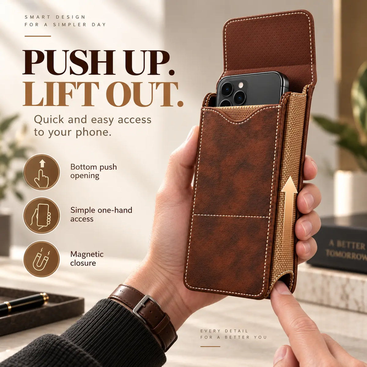 Men's Waist Phone Pouch with Card Slot, Magnetic Lock & Metal Belt Clip📱 - image 2