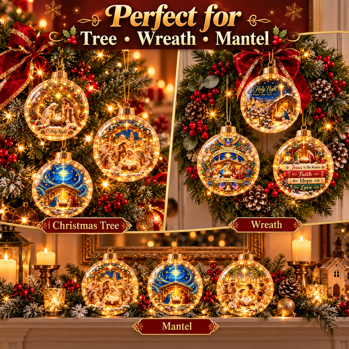 ✝️Christian Nativity Christmas Ornaments – 7-Piece Jesus Birth & Holy Night Collection