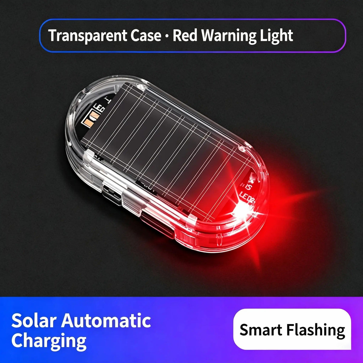 2PCS Solar Powered Fake Car Alarm Light, Auto Light Sensor LED Simulated Security Warning Light🚨 - image 11