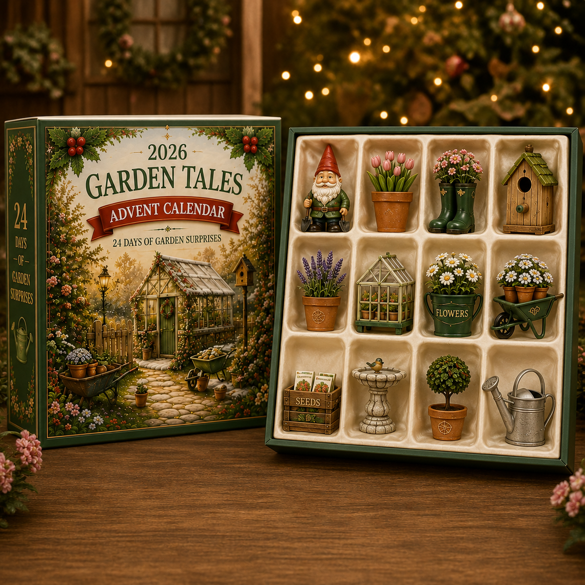 2026 Garden Tales 24-Day Advent Calendar – 24 Charming Garden Miniatures, Magical Christmas Countdown Gift Set for Garden Lovers & Collectors