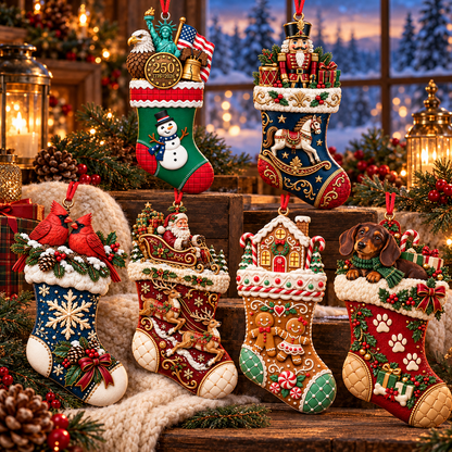 2026 Christmas Storybook Stocking Ornaments – 6-Piece Vintage  Holiday Collection