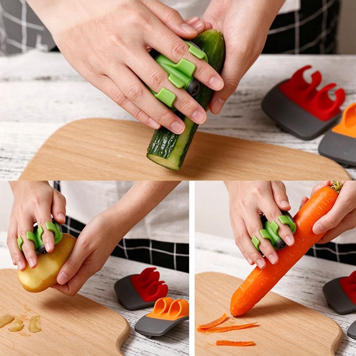 2 Pcs Hand Vegetable Peeler Palm Peeler Rubber Finger Grips Comfortable 🥔