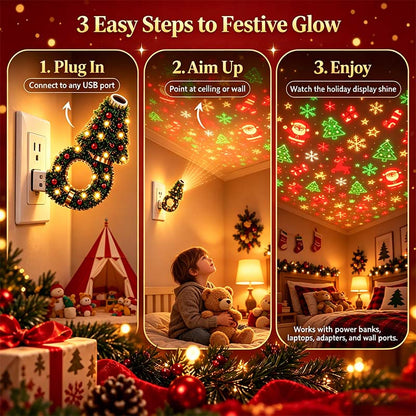2026 New USB Plug-In Christmas Projector Night Light, 6+ Holiday Pattern Ceiling Lamp🎄 - image 4