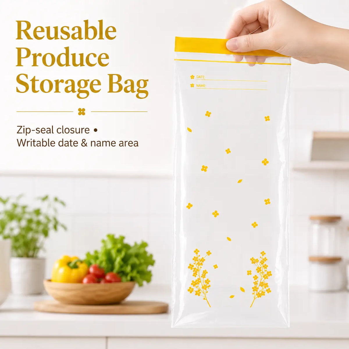 15PCS Thick Double Seal Food Storage Bags, Reusable Self-Sealing Pouches 🥡 - image 2