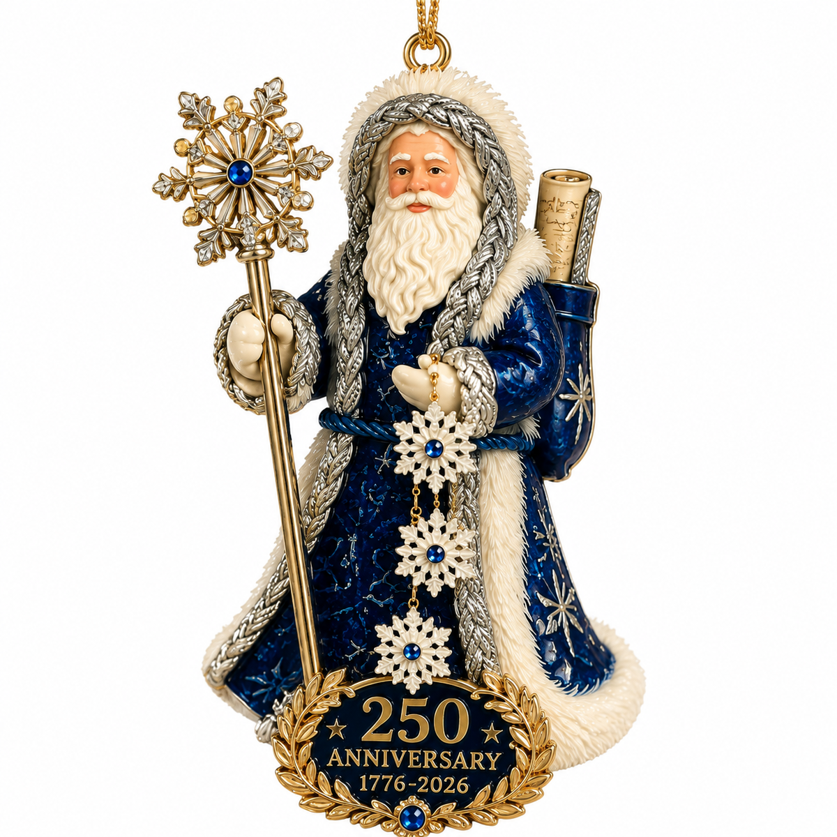 ✨250th Anniversary Snowflake Santa Ornament for the Christmas Tree
