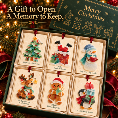 🎄 Sea glass style -Christmas Wishes – 2-in-1 Greeting Cards & Keepsake Ornaments | 6 Festive Designs