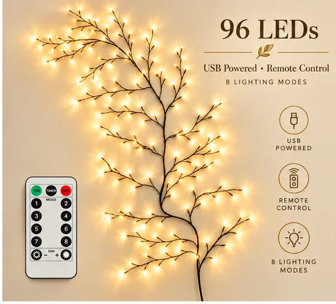 ✨ Flexible LED Branch Lights | Remote-Controlled Holiday Wall Decor - image 12
