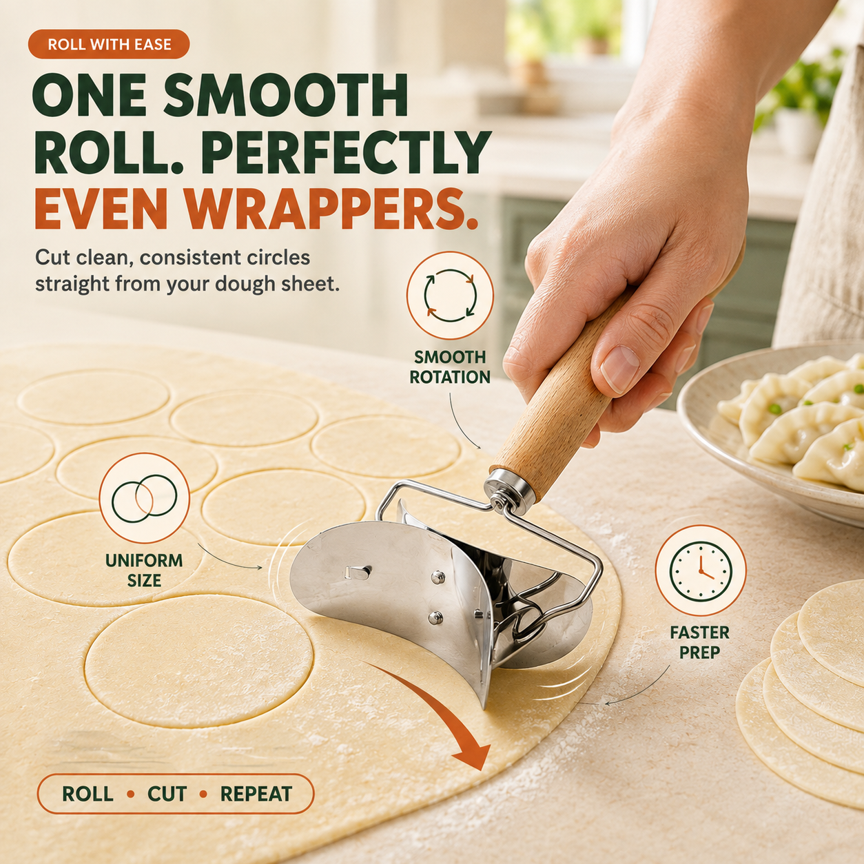 🥟 Stainless Steel Dumpling Maker & Dough Cutter Set – Roll, Fill, Press & Seal with Ease - image 3