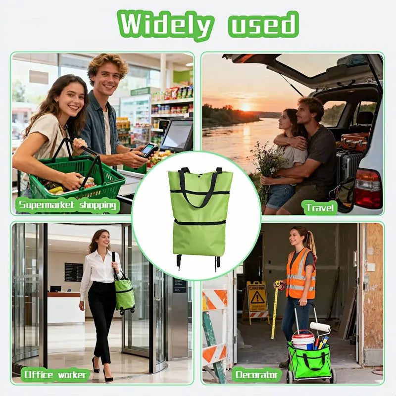 Foldable Rolling Shopping Bag with Wheels, Reusable Grocery Tote Cart🛒 - image 6