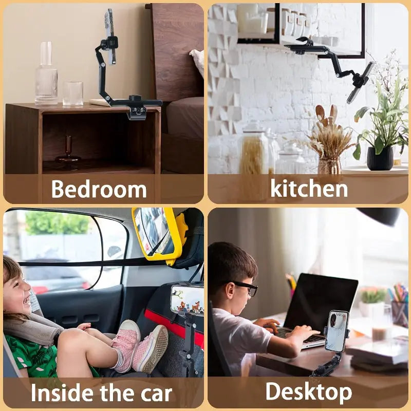 Foldable Car Phone Holder for Sun Visor, Adjustable Arm with 360 Phone Rotation 📱