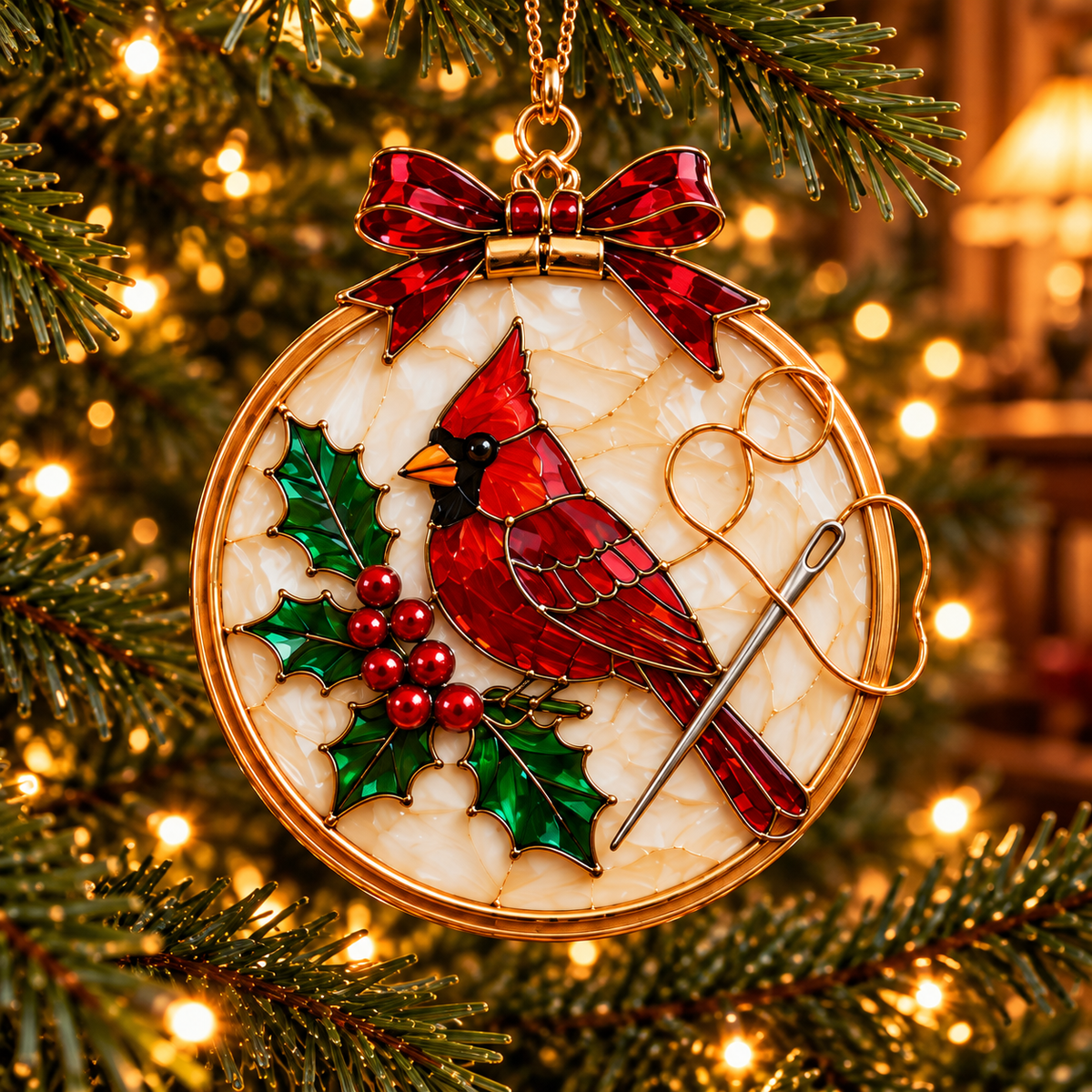 ✨ 2026 Vintage Stained Glass Sewing Christmas Ornaments – Set of 6