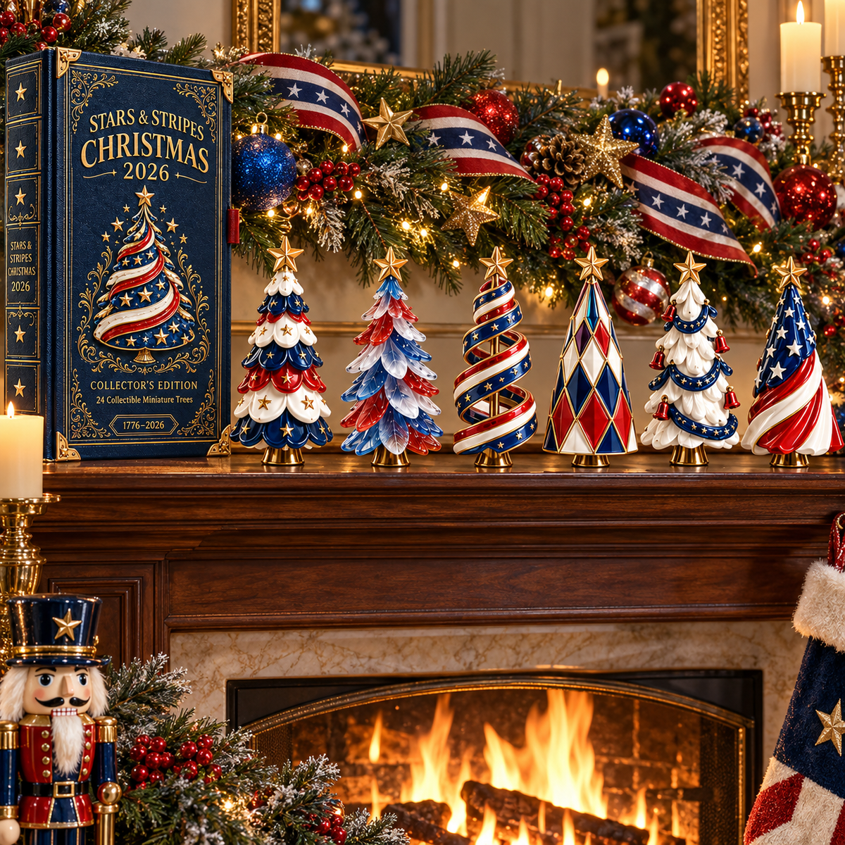 2026 Stars & Stripes Christmas Collection – 24 Unique Miniature Trees Celebrating 250 Years of Independence