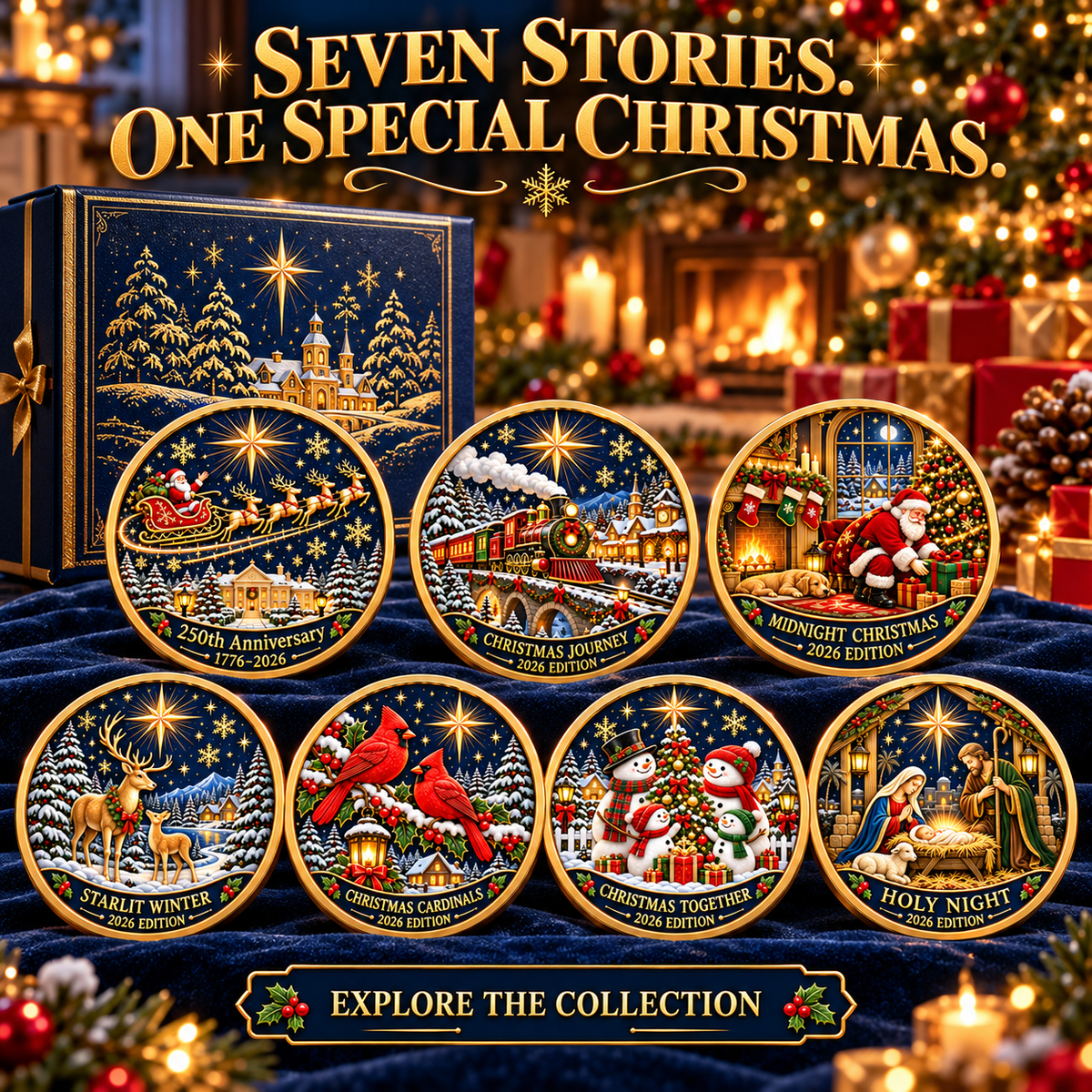 2026 Christmas Stories Commemorative Coin Collection – 7 Festive Designs Celebrating the 250th Anniversary