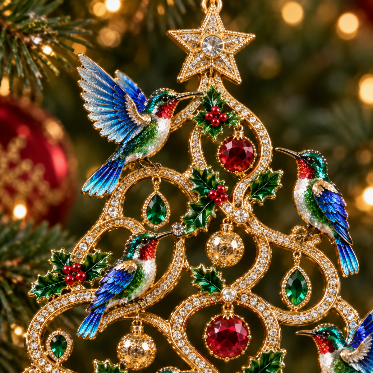 Jeweled Songbird Christmas Tree Ornament Collection – 4 Collectible Crystal-Style Designs