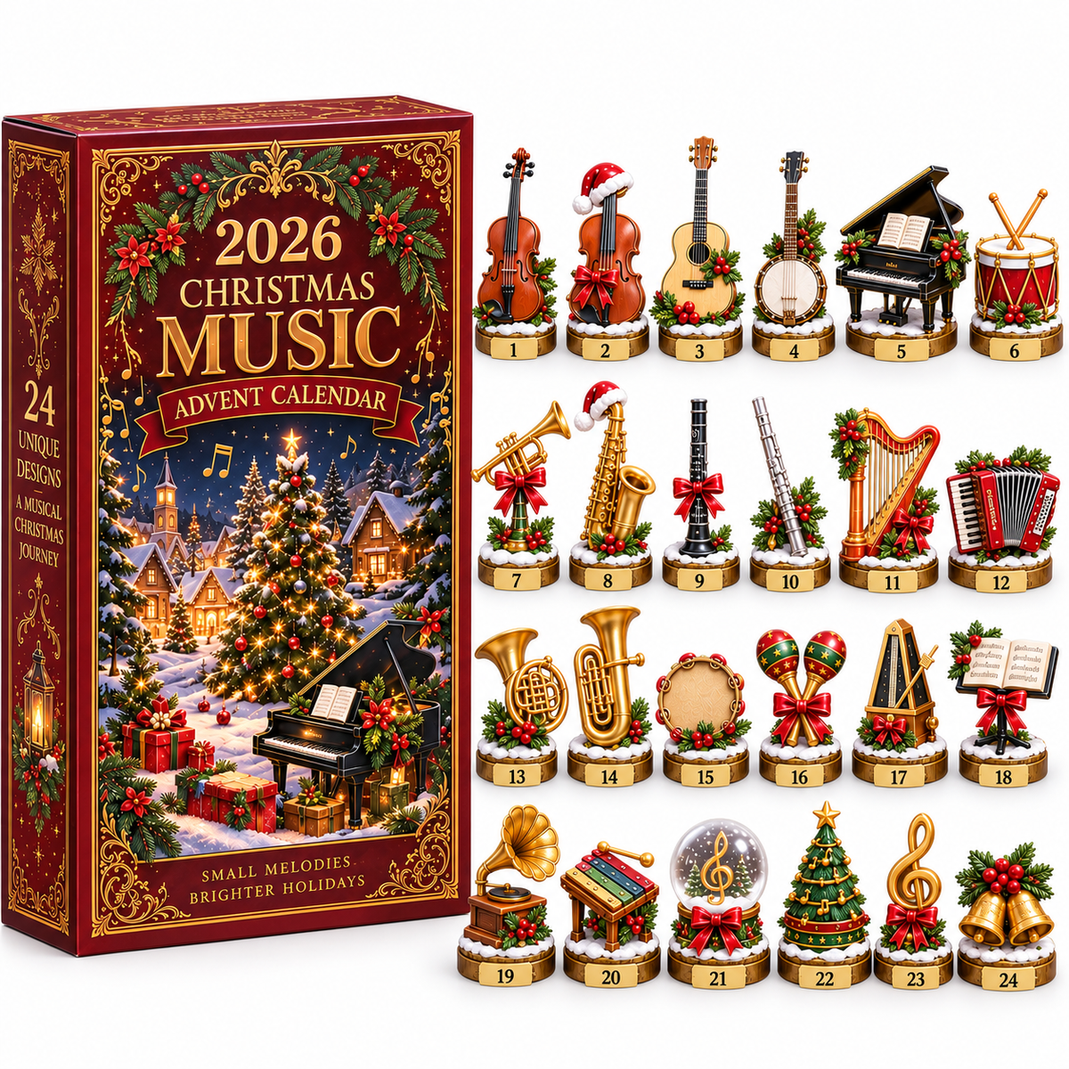 2026 Christmas Music 24-Day Countdown Calendar –  Holiday Collectible Gift for Music Lovers