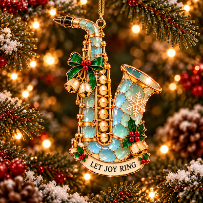 Christmas Melodies – 6-Piece Stained-Glass-Style Musical Instrument Ornament Set | A Christmas Gift for Music Lovers
