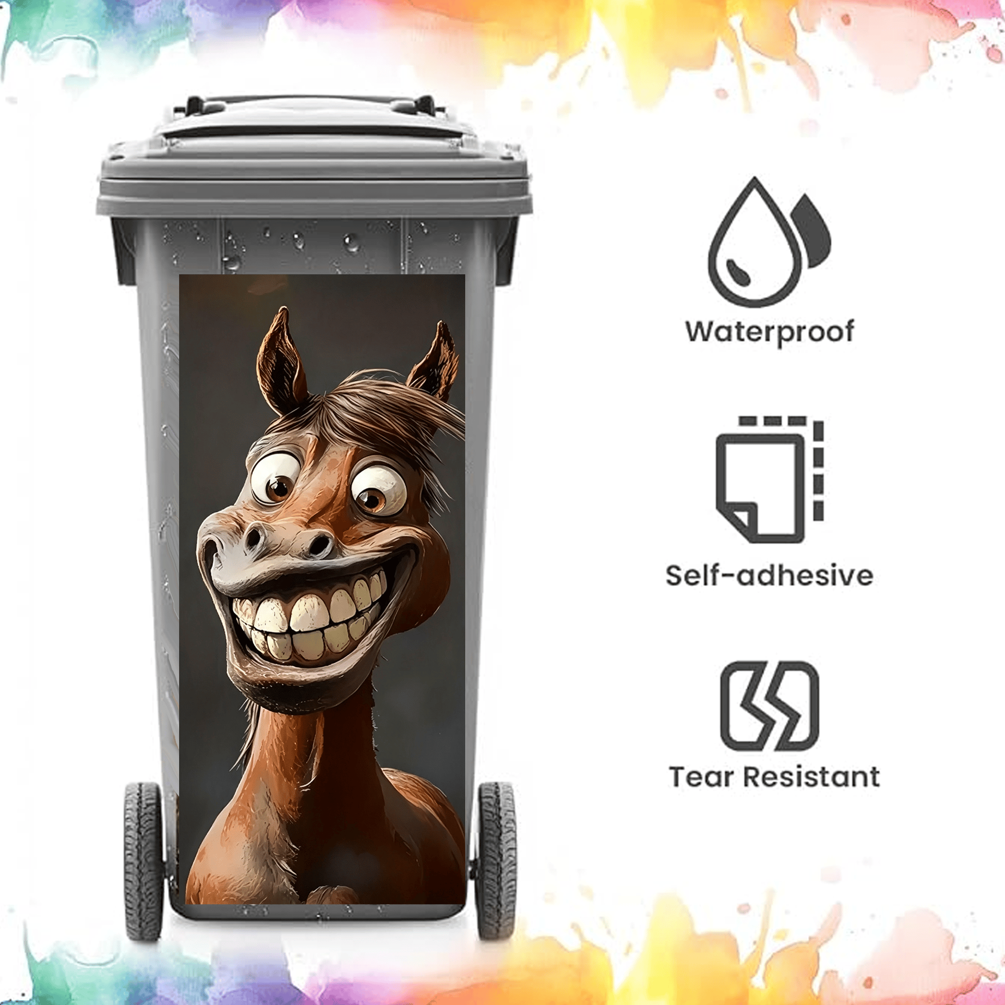 🐴 Creative Trash Can Sticker with Colourful Cartoon - image 5