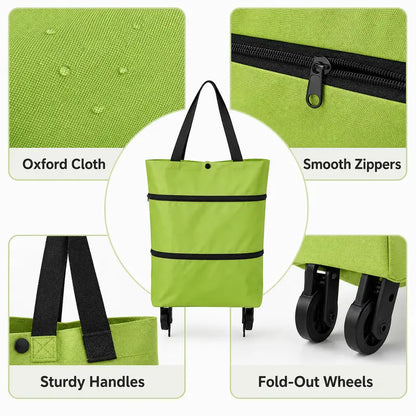 Foldable Rolling Shopping Bag with Wheels, Reusable Grocery Tote Cart🛒 - image 9