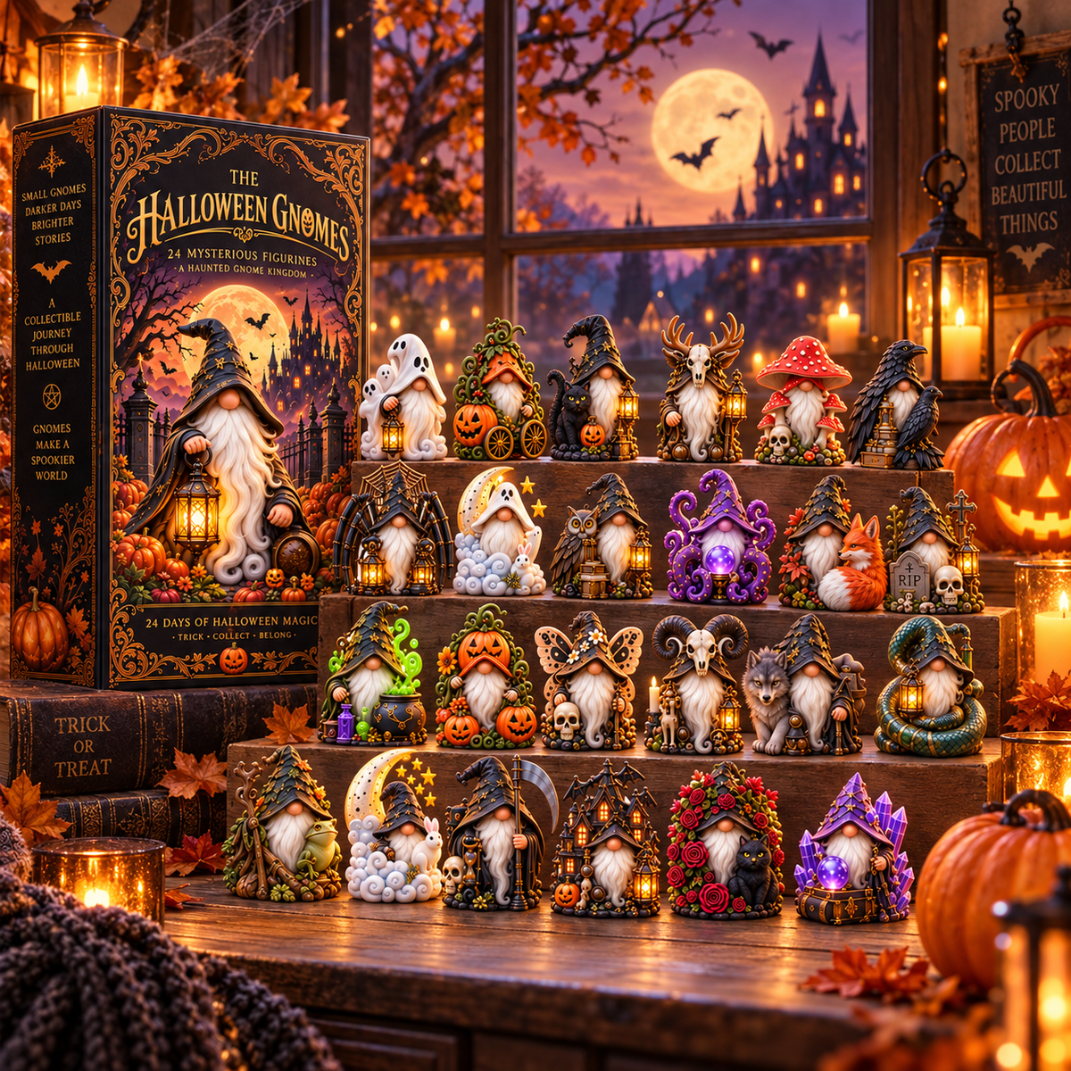 Halloween Gnomes 2026 – 24-Day Haunted Gnome Countdown Calendar with 24 Unique Collectible Miniatures, Spooky Halloween Gift for Gnome Lovers