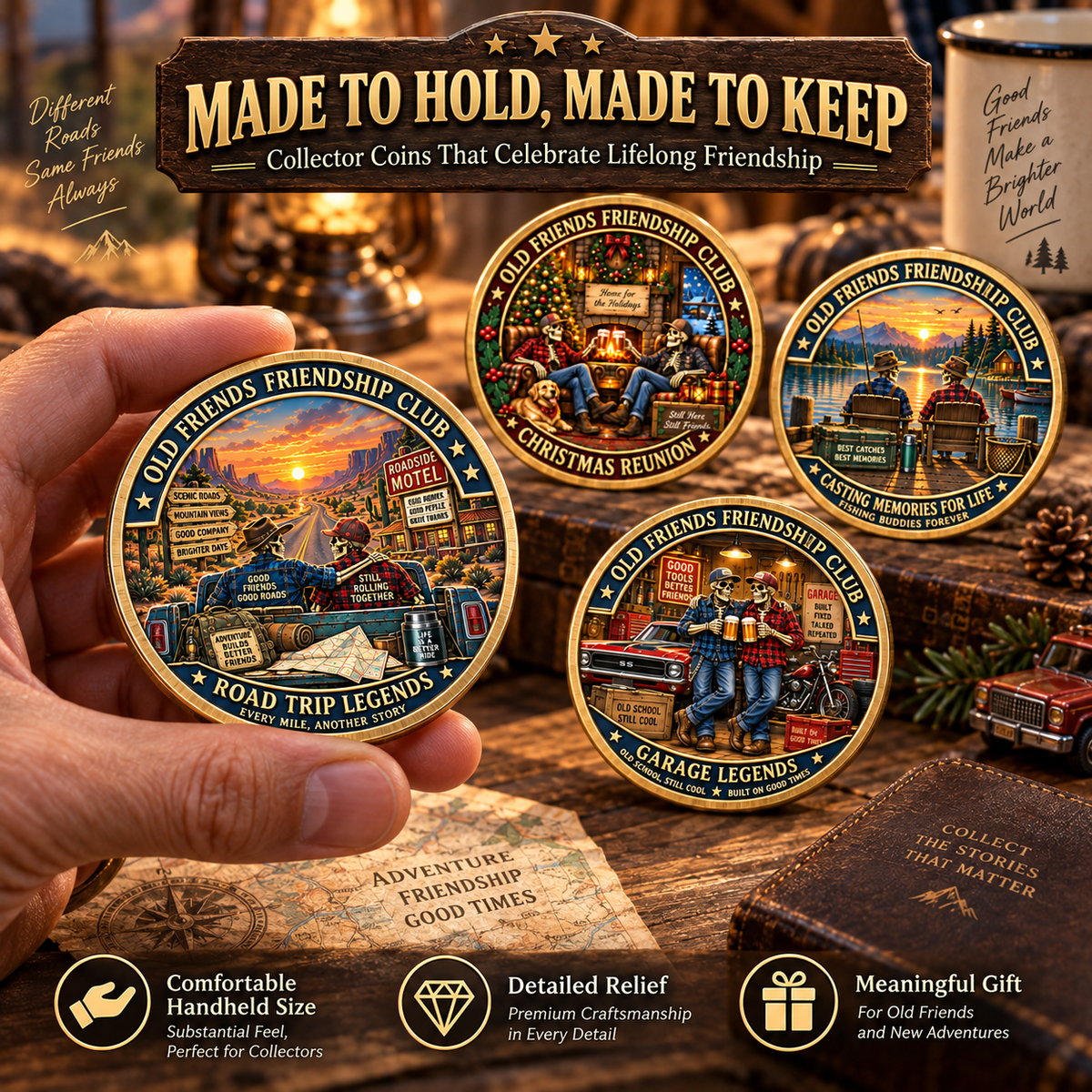 Old Friends Friendship Club 2026 – 4-Piece Collector Coin Set | Four Stories, One Lifelong Friendship