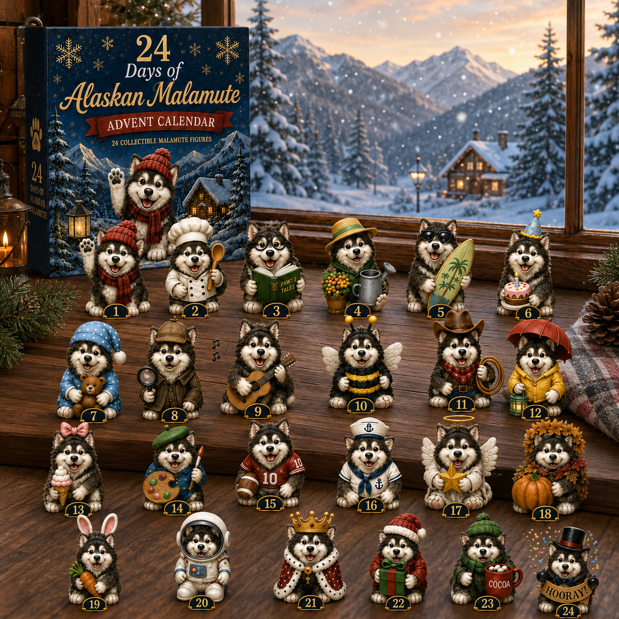 Alaskan Malamute Advent Calendar 2026 – 24 Days of Adorable Collectible Malamute Figurines