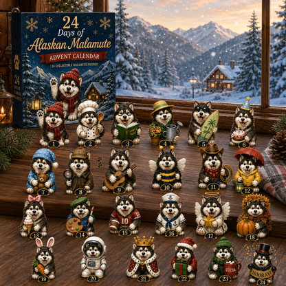 Alaskan Malamute Advent Calendar 2026 – 24 Days of Adorable Collectible Malamute Figurines
