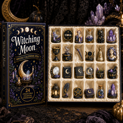 Witching Moon Advent Calendar 2026 – 24 Days of Celestial Miniatures, Mystical Moon Collectibles & Magical Gifts for Witchy Decor Lovers, Acrylic Charms Blind Box