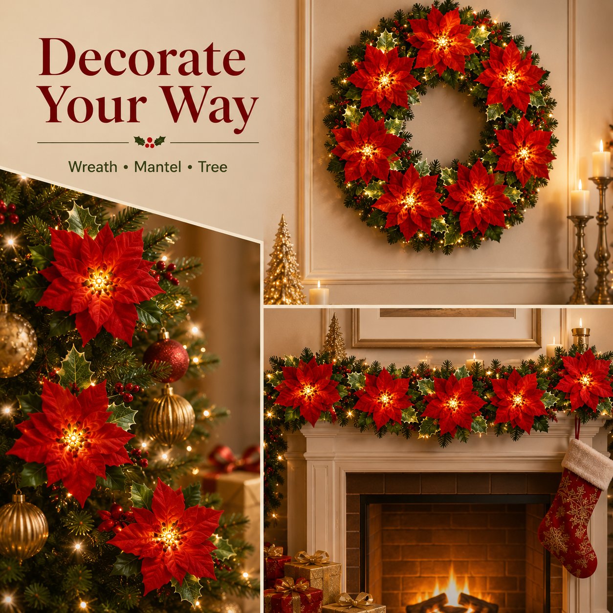🎄✨ Christmas Poinsettia LED Garland String Lights - image 5