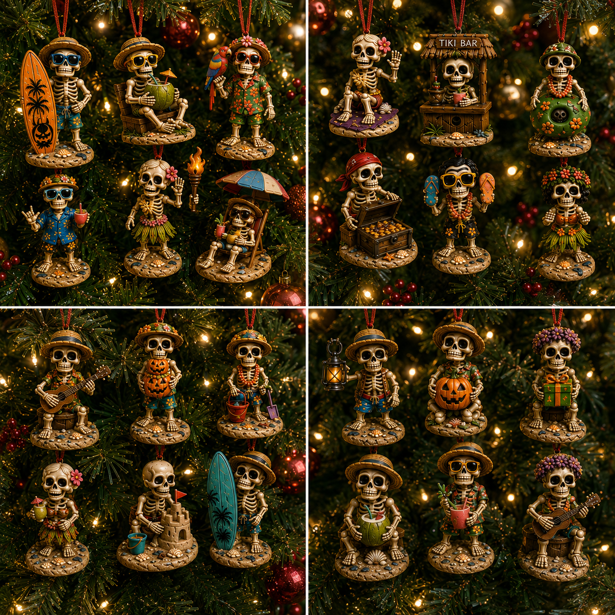 ✨24-Day Christmas Countdown Advent Calendar –Beach Vacation Skeleton Ornament