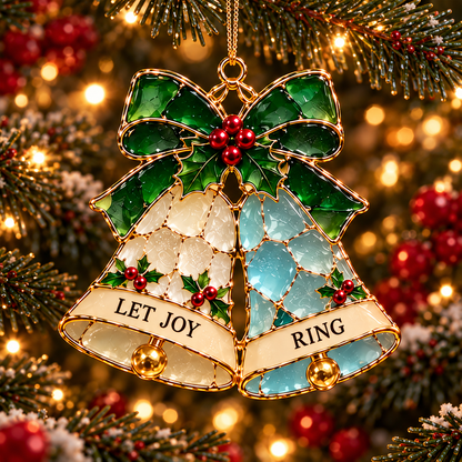Christmas Wishes — 6-Piece Stained Glass–Style Ornament Set with Heartfelt Blessings