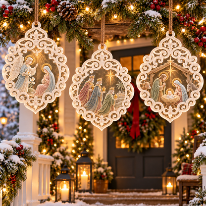 6-Piece Nativity Christmas Ornament Collection – Elegant  Holy Family, Guardian Angels, Three Wise Men & Bethlehem Scene Ornaments | Religious Christmas Tree Decorations & Christian Keepsake Gifts