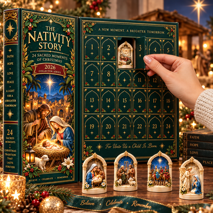 Nativity Story 2026 – 24 Sacred Moments of Christmas Countdown Calendar with 24 Unique Nativity Miniatures, Christian Christmas Collectible Gift