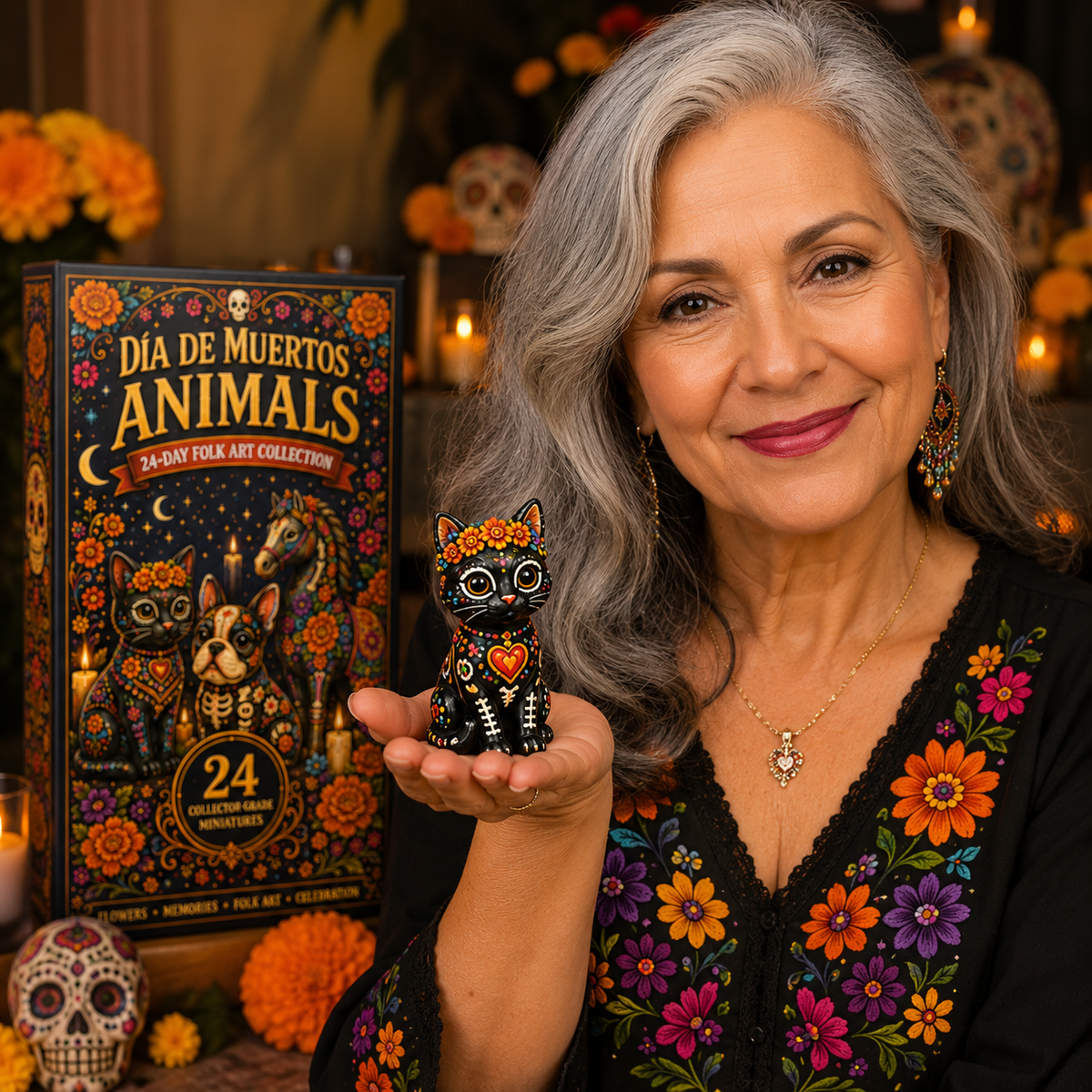 24 unique Día de Muertos animal figurines
