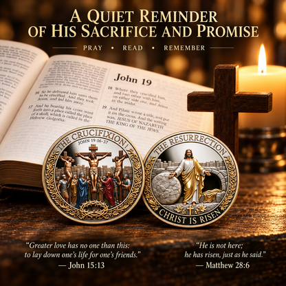 Two Sides, One Promise – Crucifixion & Resurrection Commemorative Coin, Christian Faith Keepsake Celebrating Sacrifice, Hope & the Risen Christ