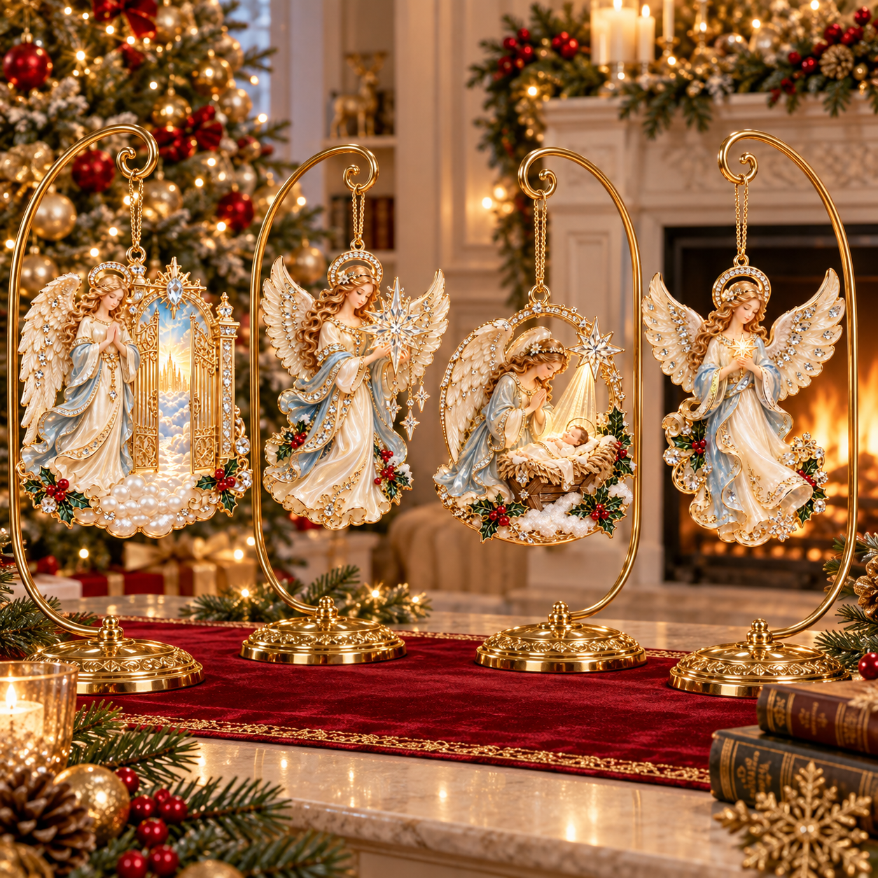 Heavenly Angel Christmas Ornament –  Crystal Star, Heaven’s Gate & Nativity Faith Keepsake Collection