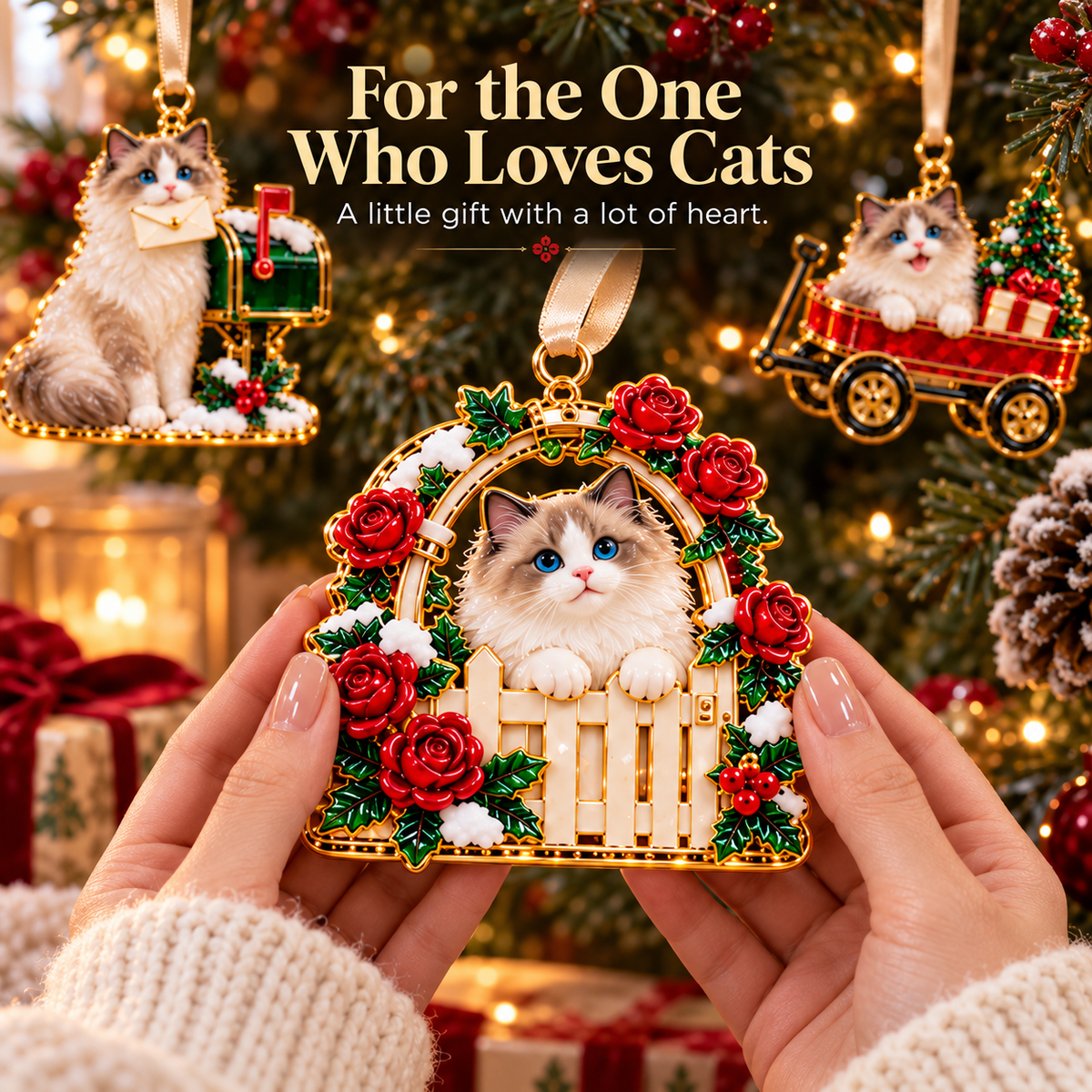 Ragdoll Cat Christmas Ornaments – Cozy Holiday Garden Collection