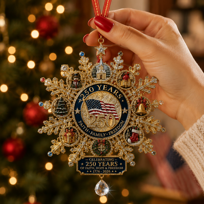 ✨Patriotic-Themed Limited Edition — Glistening Gold Christmas Commemorative Snowflake Ornament