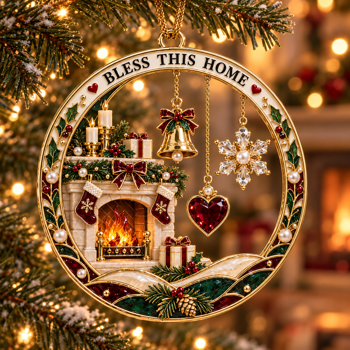 2026 Christmas Blessings Hanging Ornaments – 9 Festive Designs with Holiday Scenes, Stars & Snowflakes