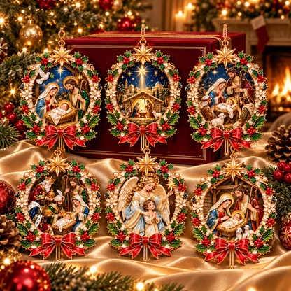 2026 Nativity Christmas Ornaments – 6-Piece Holy Family & Bethlehem Keepsake Collection | Faith-Inspired Christmas Tree Decorations & Meaningful Religious Gifts