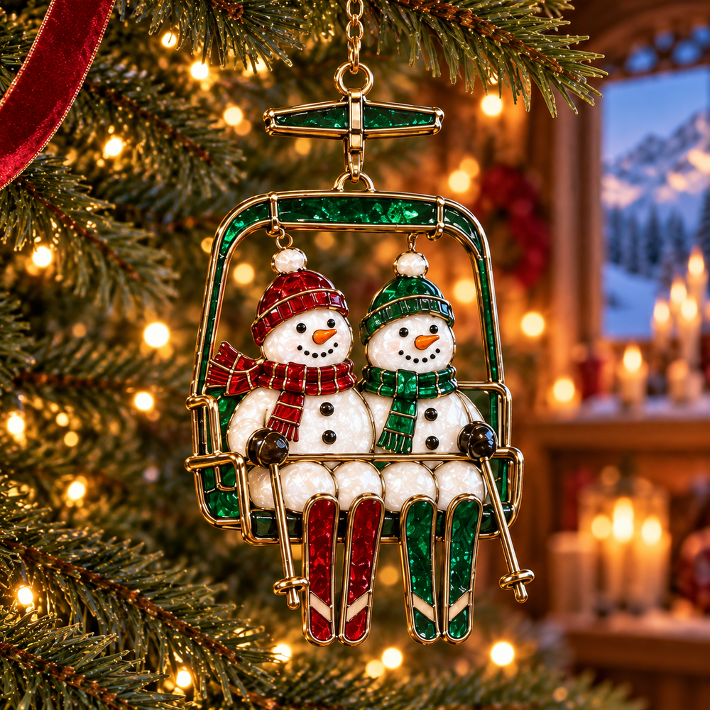 Snowman Ski Lift Christmas ornament