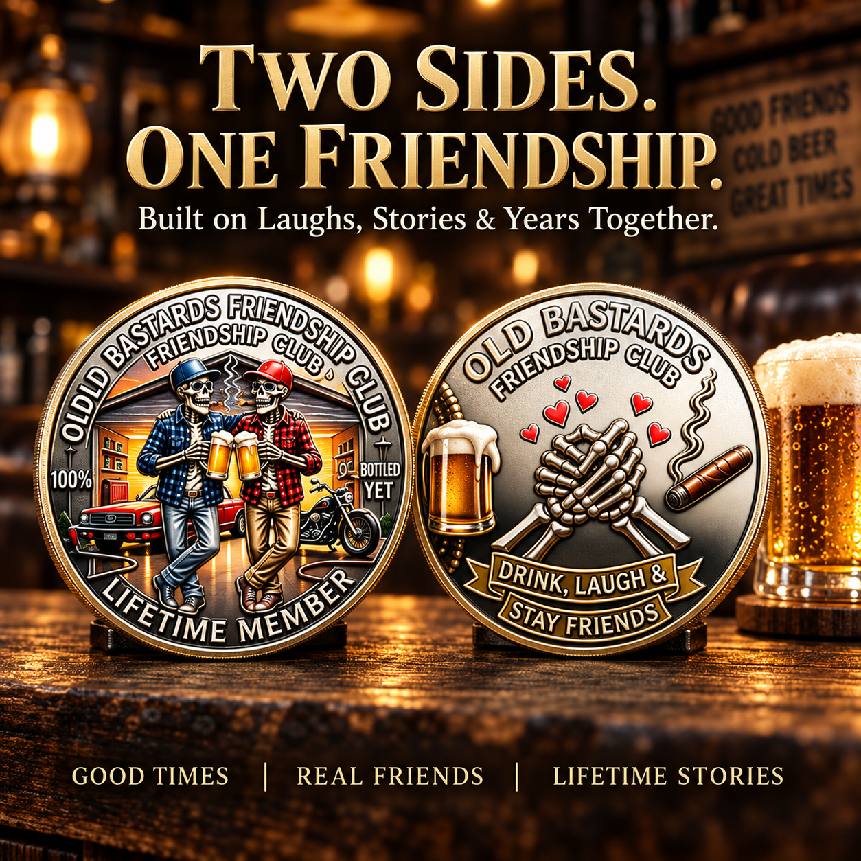 Old Bastards Friendship Club 2026 – Double-Sided Friendship Commemorative Coin, Funny Lifetime Keepsake Gift for Best Friends & Old Buddies