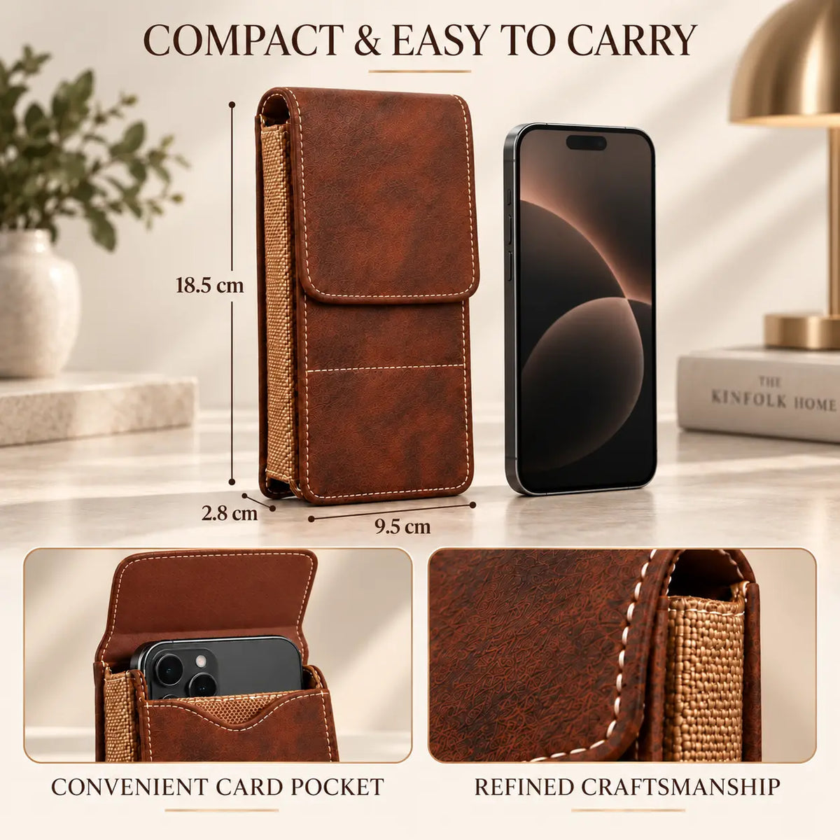 Men's Waist Phone Pouch with Card Slot, Magnetic Lock & Metal Belt Clip📱 - image 6