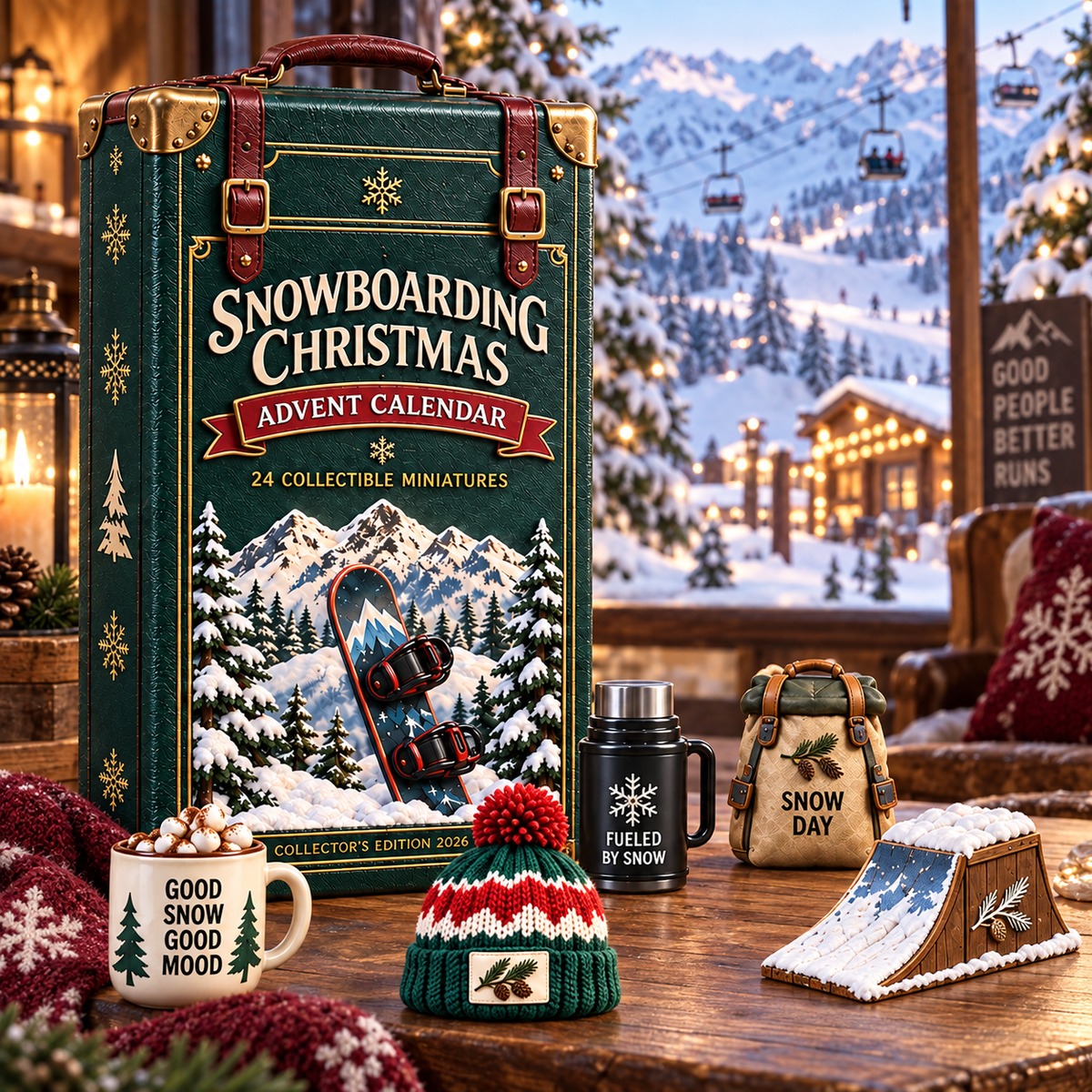 2026 Snowboarding Christmas Advent Calendar – 24 Unique Collectible Miniatures for Snowboard Lovers & Mountain Adventures